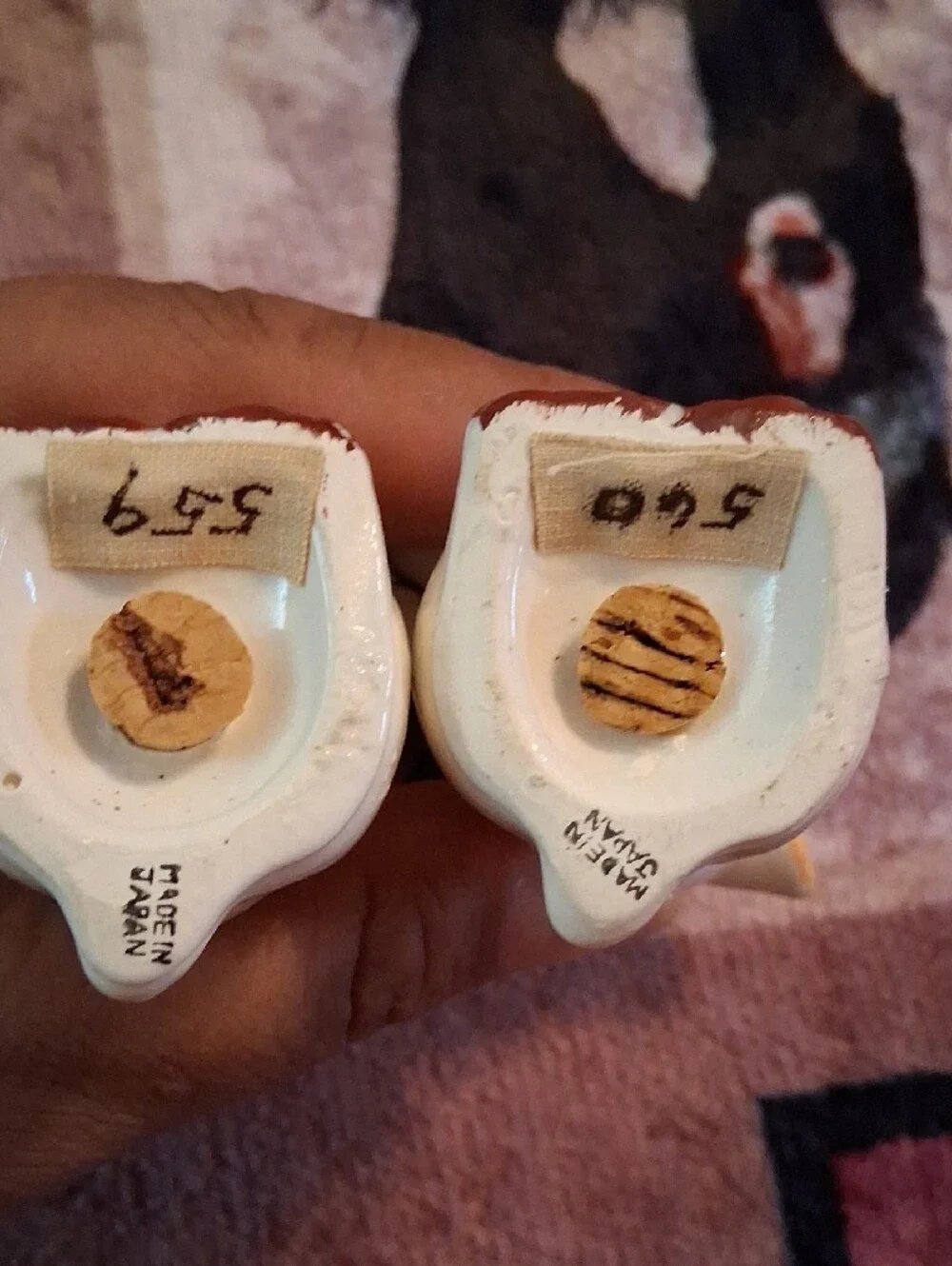Made In Japan Ceramic Cat Salt & Pepper Shakers - White and Brown